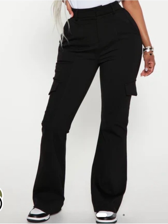 Fashion Nova Pants - Fashion Nova Black High-Waist Flare Cargo Pants